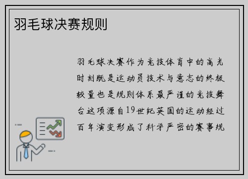 羽毛球决赛规则
